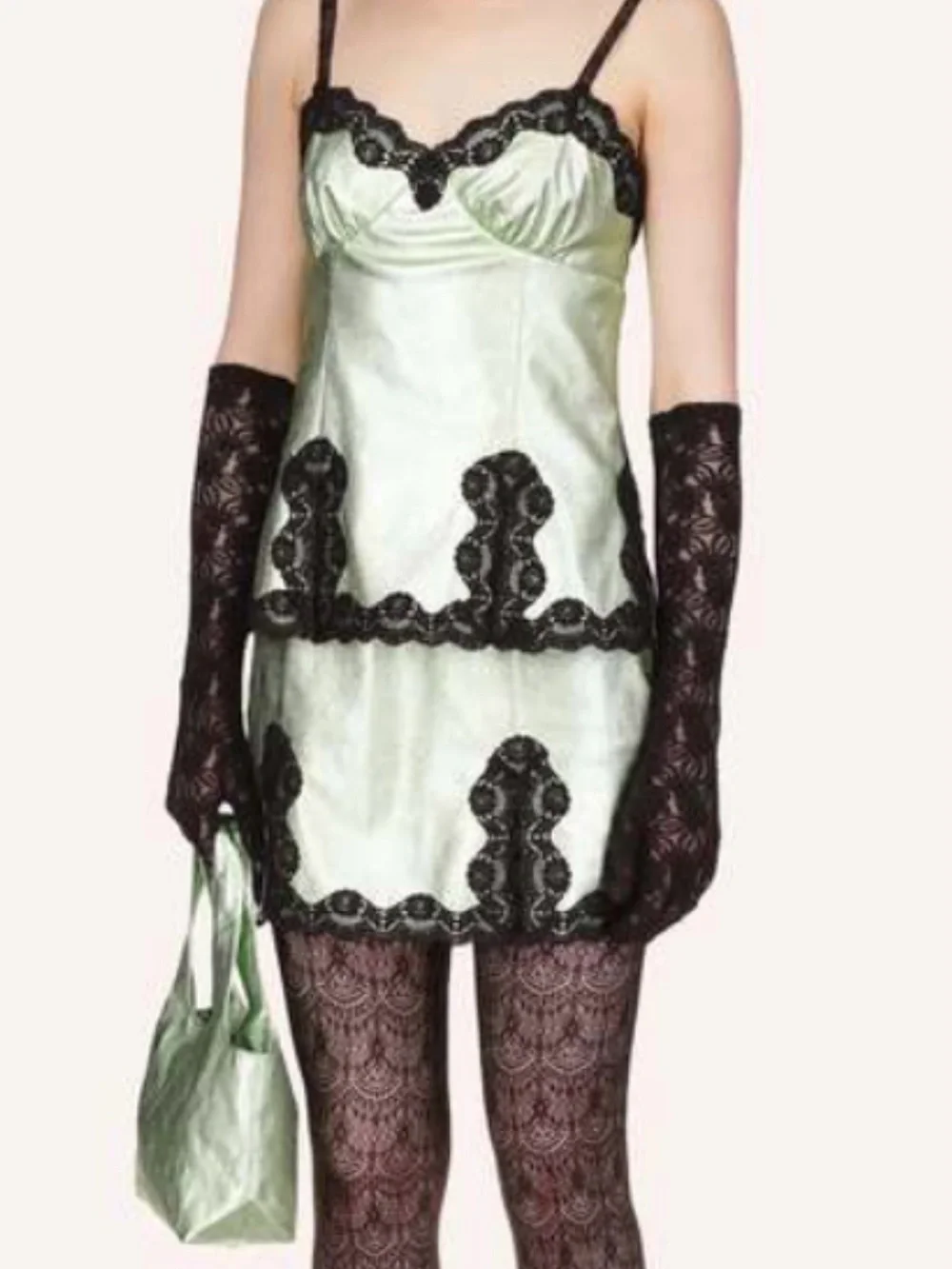 NWT Anna Sui Black Lace Elbow Length Opera Gloves